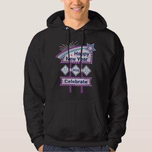 Retro Gelukkig Nieuwjaar Bord – Vier Marquee Hoodie