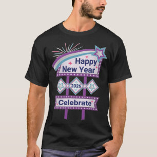 Retro Gelukkig Nieuwjaar Teken – Vieren Marquee T-shirt