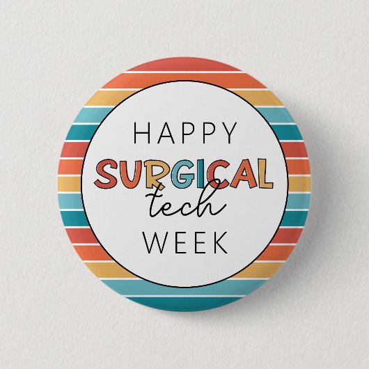 Retro Gelukkige Chirurgische Techweek Ronde Button 5,7 Cm (Voorkant)