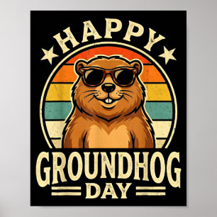 Retro Gelukkige Groundhog Dag Cool Ground Hog Dag Poster