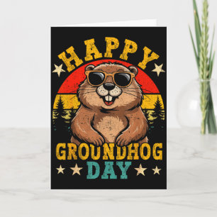 Retro Gelukkige Groundhog Dag Dierenliefhebber Man Kaart