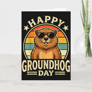 Retro Gelukkige Groundhog Day Cool Ground Hog Day Kaart