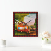 Retro Gelukkige Kampeerders Trailer Afval Buffalo Vierkante Klok (Huis)