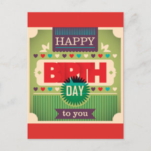 Retro Gelukkige Verjaardag Typografie Briefkaart