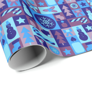 Retro gemengde kerst patchwork cadeaupapier