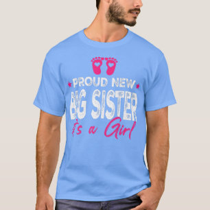 Retro Gender onthulling Proud New Big Sister I T-shirt