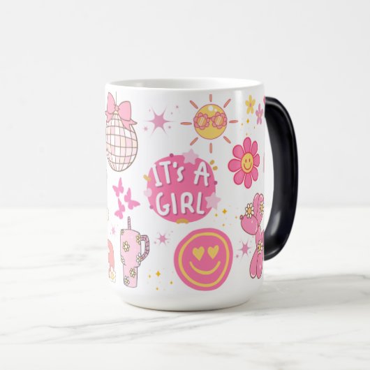 Retro gender onthult dat het een meisje is magische mok (Voorkant rechts)