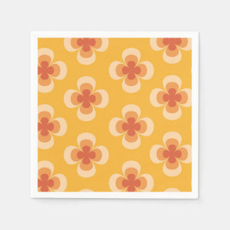 Retro Geo 70s Groovy Bloemen op Amber Servet