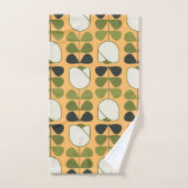 Retro Geo Floral Patch 1 en Orange, Vert, Crème (Serviette à main)