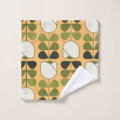 Retro Geo Floral Patch 1 en Orange, Vert, Crème (Gant de toilette)