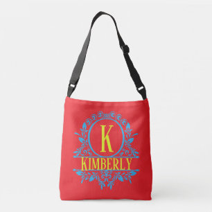 "Retro Geo Patroon" Aanpasbaar Monogram Crossbody Tas