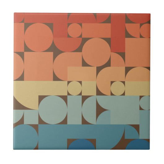Retro Geometric Art 70s Stijl Tegeltje (Voorkant)