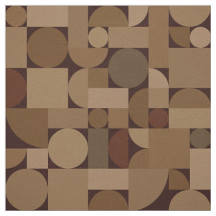 Retro Geometric Art Coffee Brown Stof