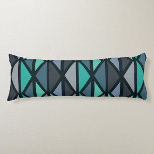 Retro Geometric Art Driehoeken Zwart Blauwgroen Lichaamskussen