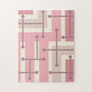 Retro Geometric Art Maze Pink Vanilla Legpuzzel