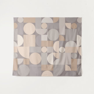 Retro Geometric Art Taupe Wandkleed