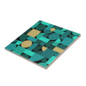 Retro Geometric Art Teal Gold Tegeltje (Zijkant)