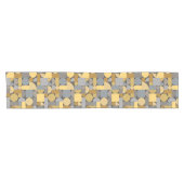 Retro Geometric Art Yellow Grey Korte Tafelloper (Horizontaal)