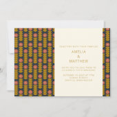 Retro Geometric Botanical Gold Navy Wedding Kaart (Voorkant)