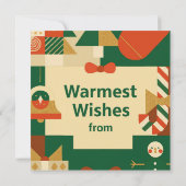 Retro Geometric Christmas Greeting Card – Festive. Bedankkaart (Achterkant)
