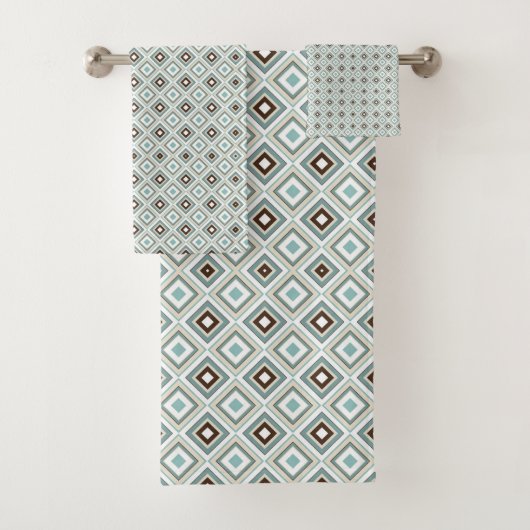 Retro Geometric Diamond Pattern Bad Handdoek (Insitu)