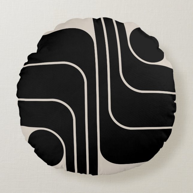 Retro Geometric Double Arch Design Rond Kussen (Voorkant)