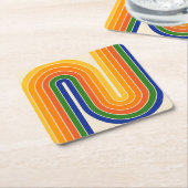 Retro Geometric Double Arch Design Vierkante Kartonnen Onderzetter (Schuin)