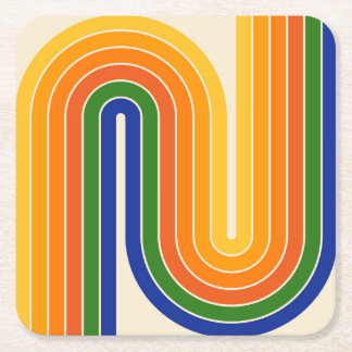 Retro Geometric Double Arch Design Vierkante Kartonnen Onderzetter