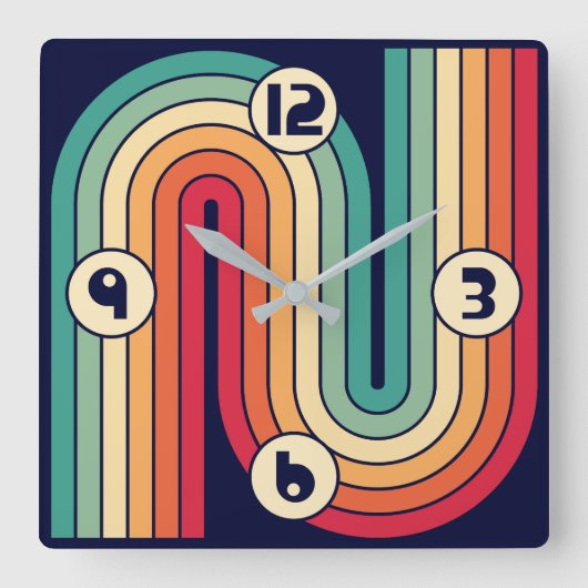 Retro Geometric Double Arch Design Vierkante Klok (Voorkant)