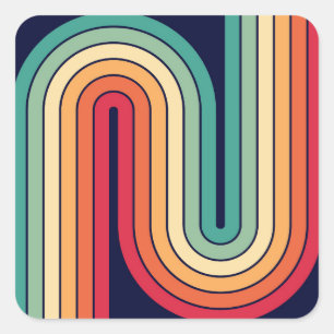 Retro Geometric Double Arch Design Vierkante Sticker