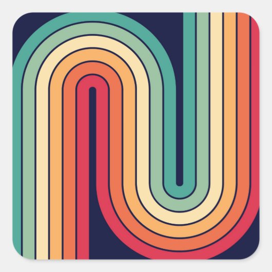 Retro Geometric Double Arch Design Vierkante Sticker (Voorkant)