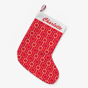 Retro Geometric Kerstrood Pattern Gepersonaliseerd Kleine Kerstsok