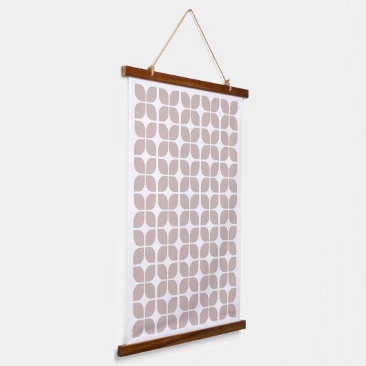Retro Geometric Leaf Pattern Beige Hangend Wandkleed (Gebogen)
