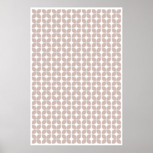 Retro Geometric Leaf Pattern Beige Poster