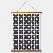 Retro Geometric Leaf Pattern Black Hangend Wandkleed (Voorkant)