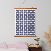 Retro Geometric Leaf Pattern Blue Hangend Wandkleed (Slaapkamer)