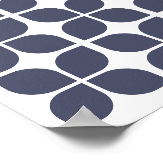 Retro Geometric Leaf Pattern Blue Poster (Hoek)