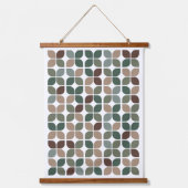 Retro Geometric Leaf Pattern Green Brown Taupe Hangend Wandkleed (Voorkant)