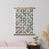 Retro Geometric Leaf Pattern Green Brown Taupe Hangend Wandkleed (Slaapkamer)