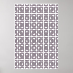 Retro Geometric Leaf Pattern Taupe Poster