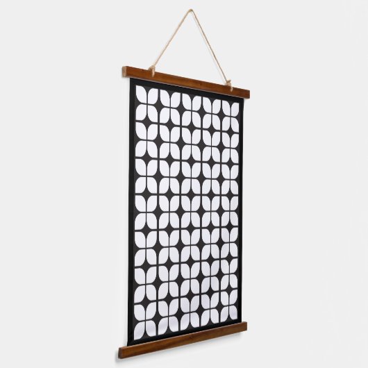 Retro Geometric Leaf Pattern White Hangend Wandkleed (Gebogen)