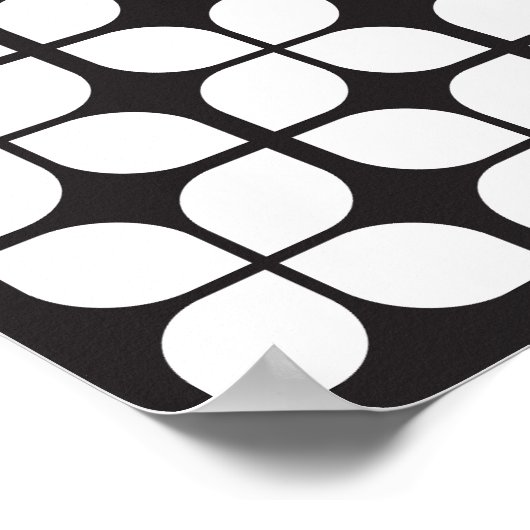 Retro Geometric Leaf Pattern White Poster (Hoek)