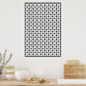 Retro Geometric Leaf Pattern White Poster (Keuken)