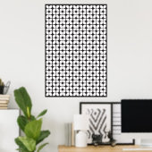Retro Geometric Leaf Pattern White Poster (Thuiskantoor)
