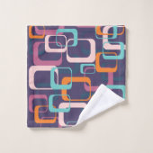 Retro Geometric Mid Century Shapes Atomic Paars Bad Handdoek (Wasdoekje)