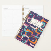 Retro Geometric Mid Mod Atomic Paars gepersonalise Planner (Display)