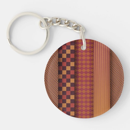 Retro Geometric Midcentury Pattern Sleutelhanger (Voorkant)