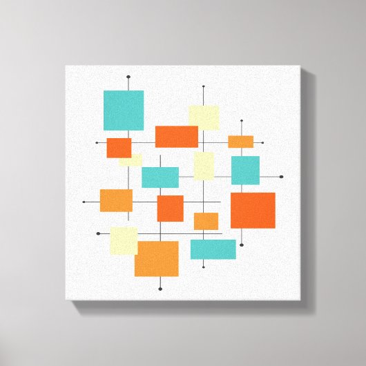 Retro Geometric Oranje en Blue Mid Century Canvas Afdruk (Voorkant)