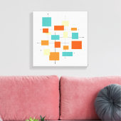 Retro Geometric Oranje en Blue Mid Century Canvas Afdruk (Insitu (Woonkamer))