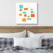 Retro Geometric Oranje en Blue Mid Century Canvas Afdruk (Insitu (Slaapkamer))